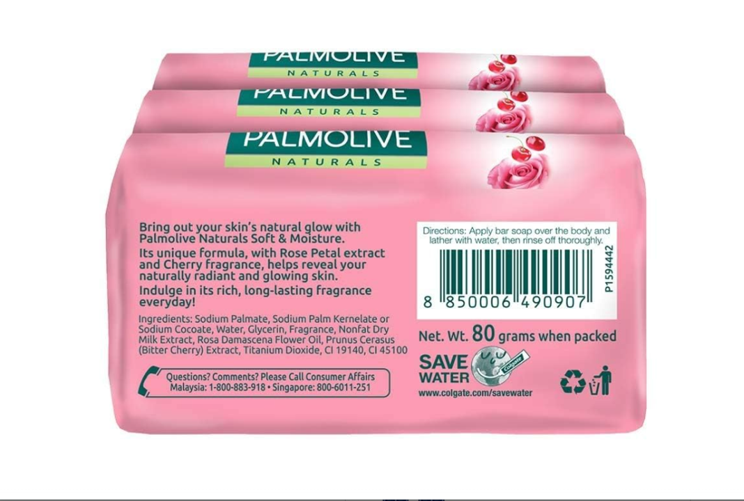 Palmolive Natural Moisturizing Bath Soap with Rose & Cherries Fragrance