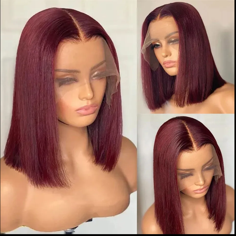 Color 99J Straight Bob Wig 100% Human Hair That Is Easily Styled.