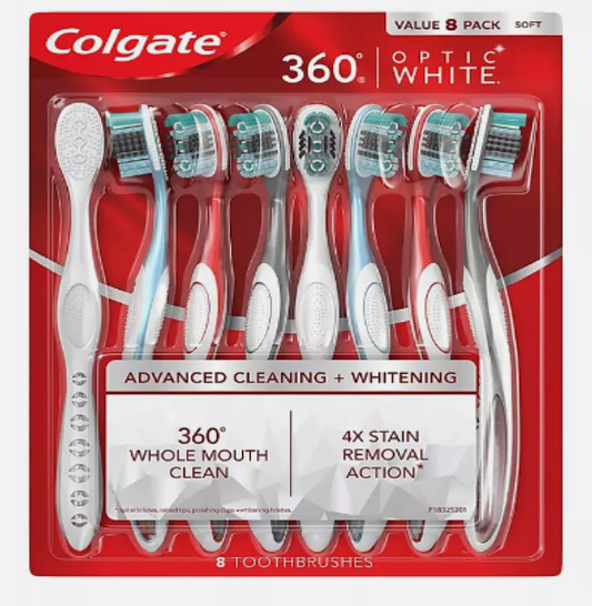 Colgate optic white toothbrush, Pact of 8.