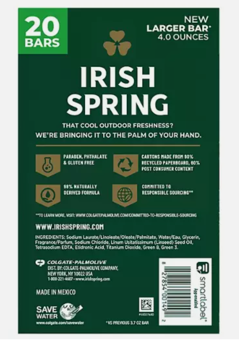 Irish Spring Bath Soap, twenty (20) Bar Soap